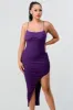 LUXE RUCHED ZIPPER CLOSURE BACK SLITTED MIDI DRESS sold by privy