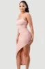 LUXE RUCHED ZIPPER CLOSURE BACK SLITTED MIDI DRESS sold by privy