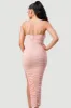 LUXE RUCHED ZIPPER CLOSURE BACK SLITTED MIDI DRESS sold by privy