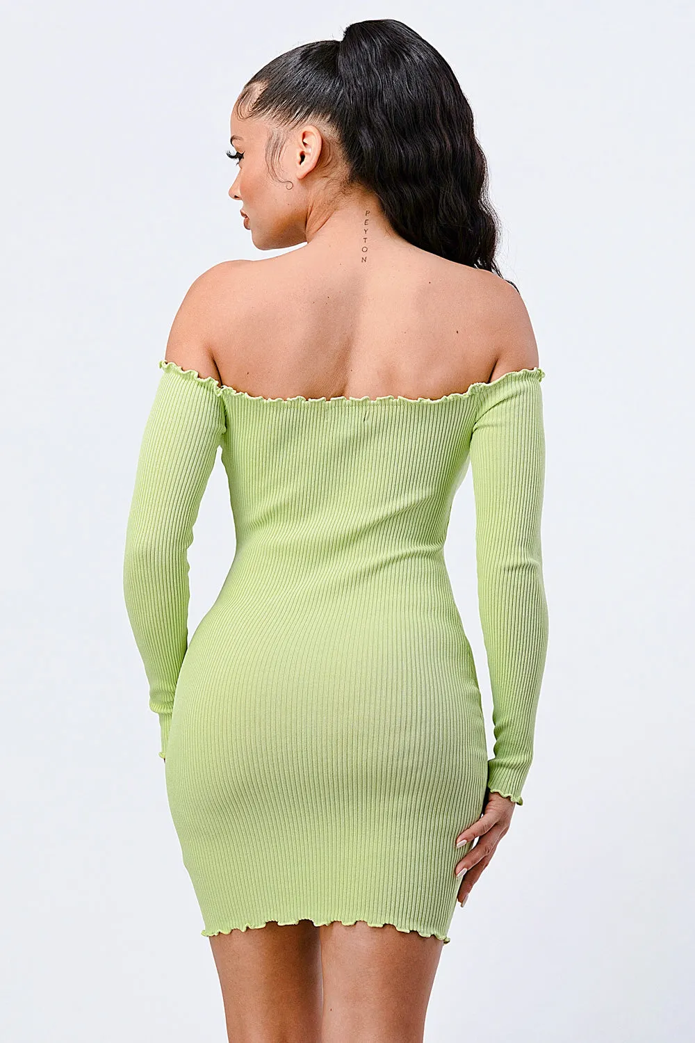 CHIC N COMFY RIB KNIT OFF SHOULDER FRONT-TIE DRESS sold by privy product image thumbnail 3