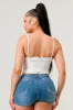 TECHNO CREPE SWEETHEART RUFFLED BUSTIER TOP sold by privy