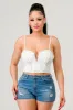 TECHNO CREPE SWEETHEART RUFFLED BUSTIER TOP sold by privy