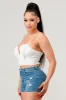 TECHNO CREPE SWEETHEART RUFFLED BUSTIER TOP sold by privy