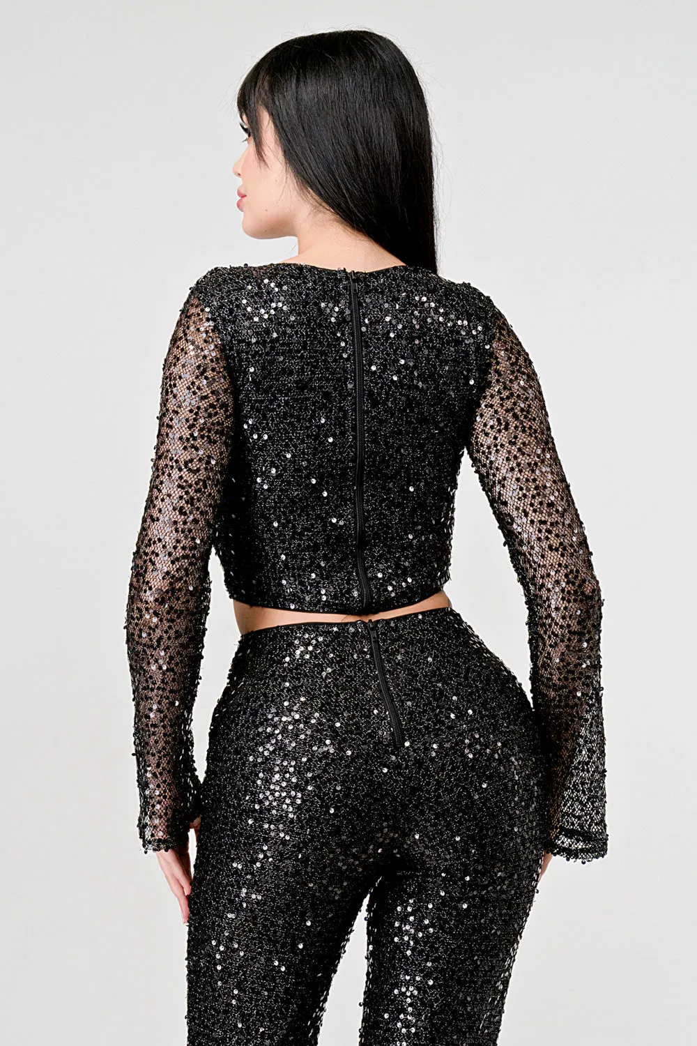 SEXY SEQUINS FISHNET TWO PIECE TOP AND PANTS SET sold by privy product image thumbnail 4