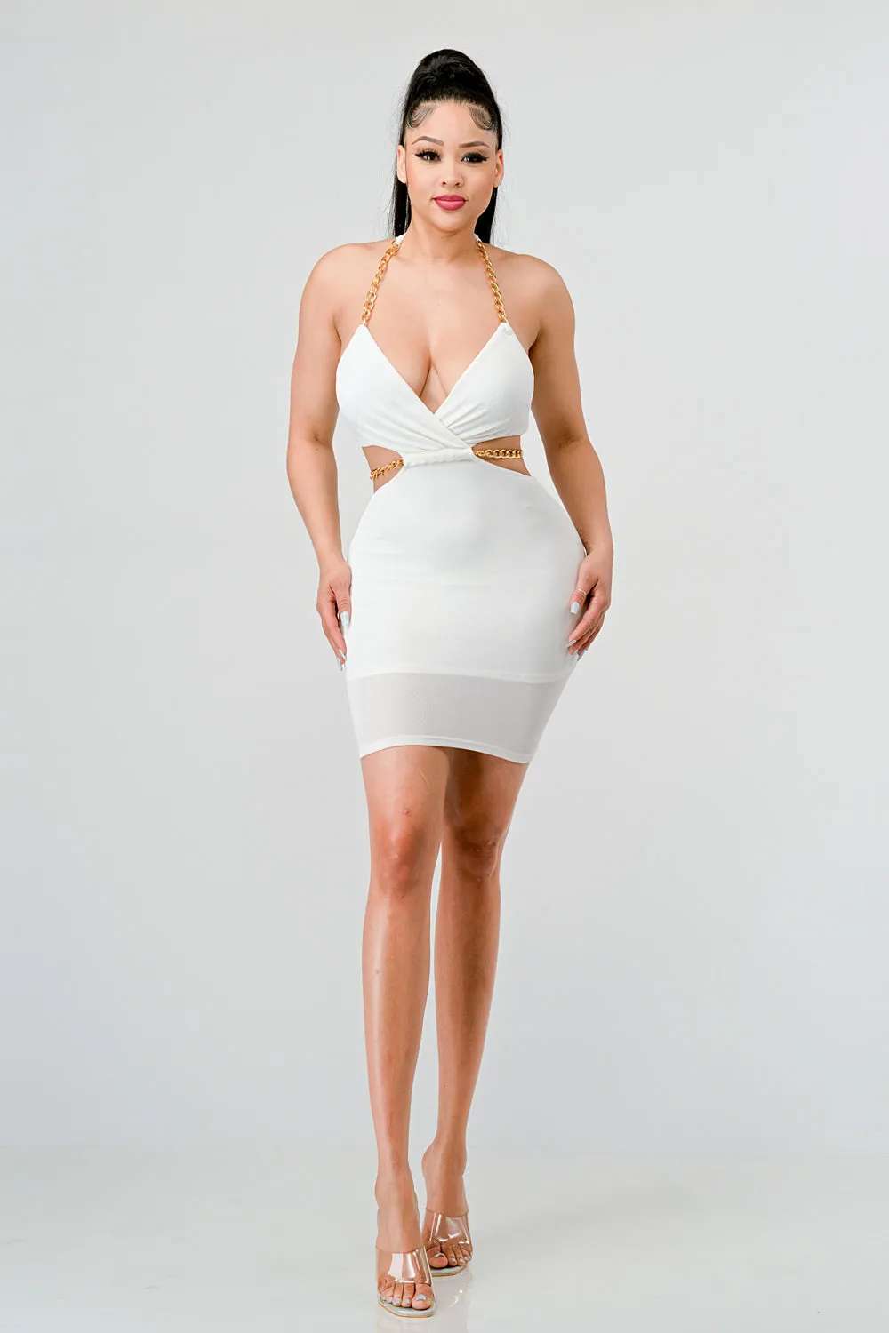 LUXE GOLD CHAIN WAIST TIE AND HATLER MINI DRESS sold by privy product image thumbnail 4