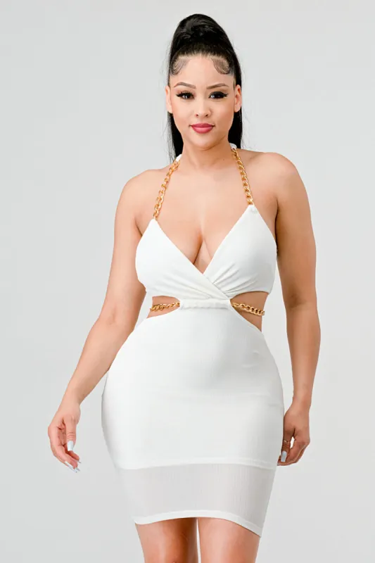 LUXE GOLD CHAIN WAIST TIE AND HATLER MINI DRESS sold by privy