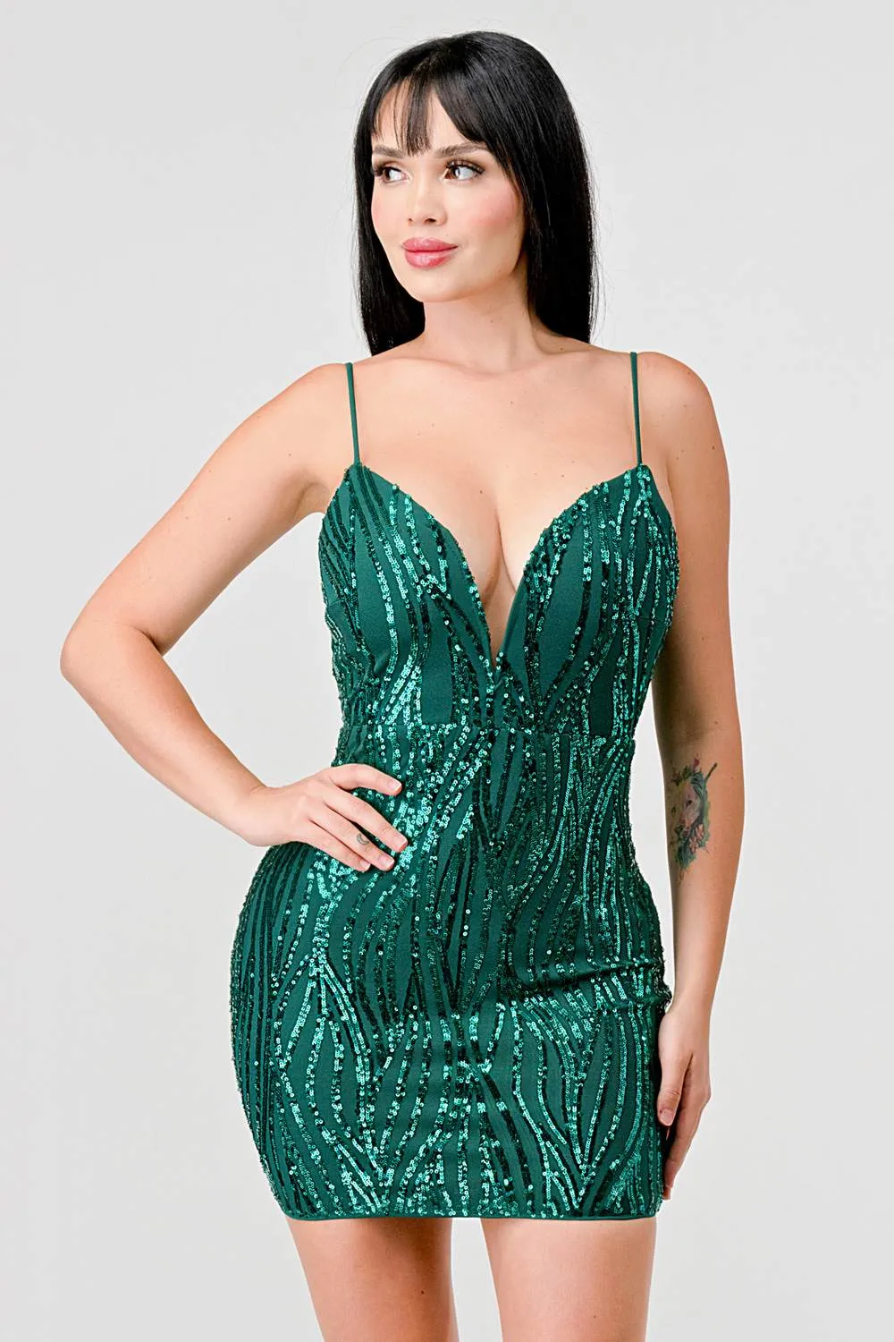 SEXY SEQUINS DRAWSTRING LACE BACK MINI DRESS sold by privy product image thumbnail 2