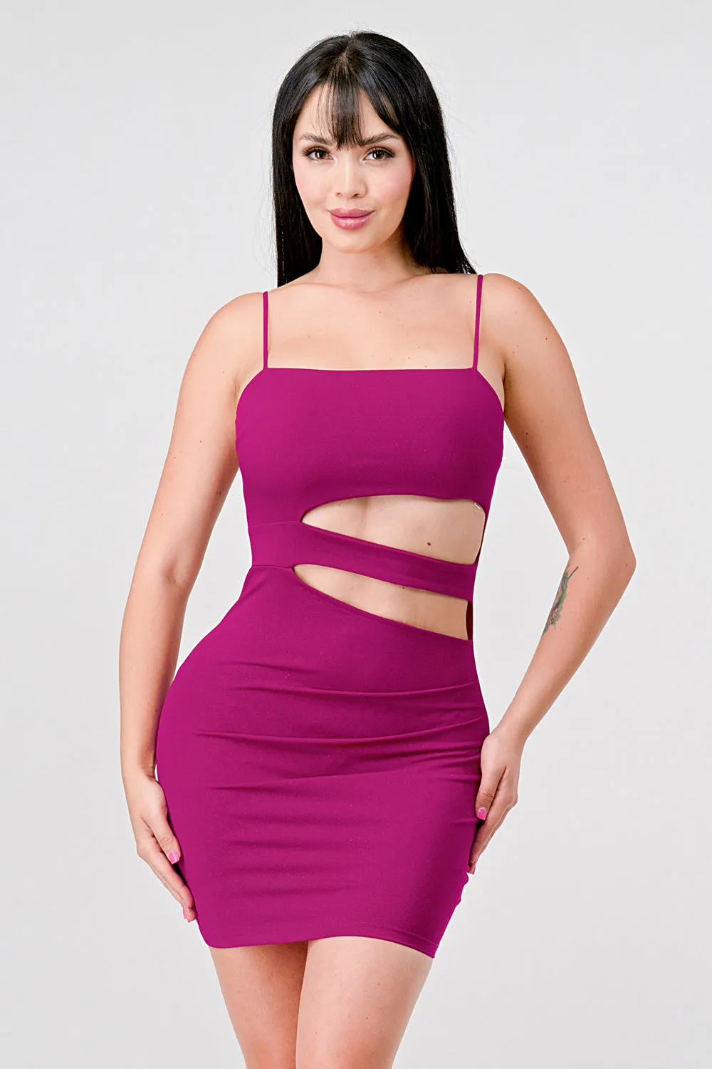 SEXY ITY GLITTER CUTOUT DETAIL BODYCON MINI DRESS sold by privy