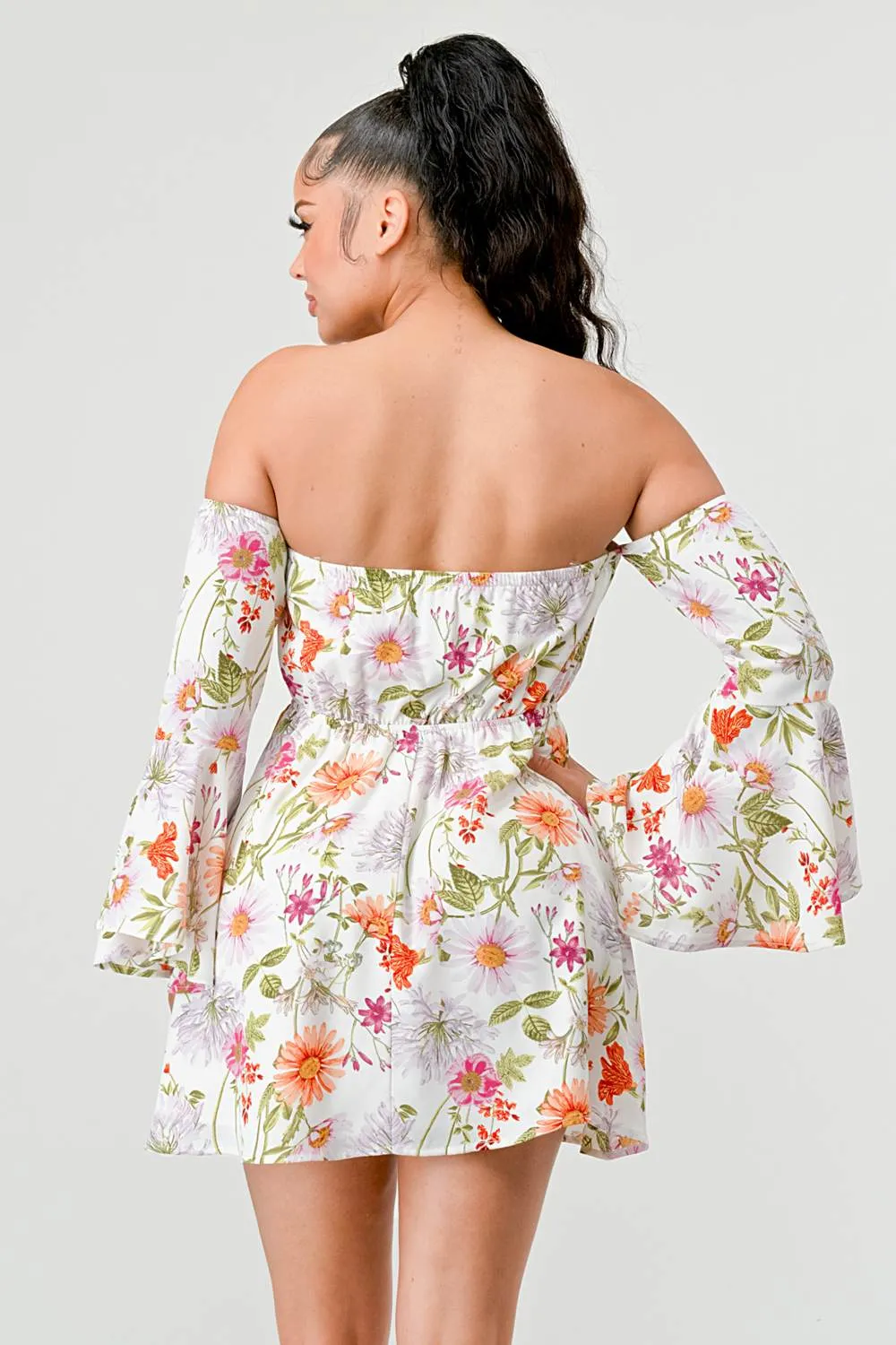 PD73791S-W / FLORAL OFF SHOULDER KEYHOLE FIT & FLARE MINI DRESS sold by privy product image thumbnail 3
