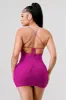RHINESTONE STRAP MESH CROSS BACK RUCHED MINI DRESS sold by privy