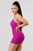 RHINESTONE STRAP MESH CROSS BACK RUCHED MINI DRESS sold by privy