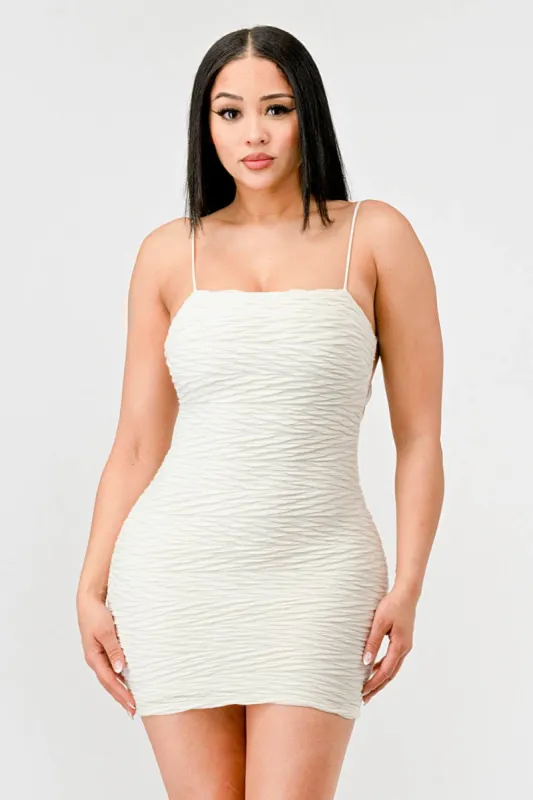 SEXY TEXTURED KNIT DRAWSTRING OPEN BACK MINI DRESS sold by privy