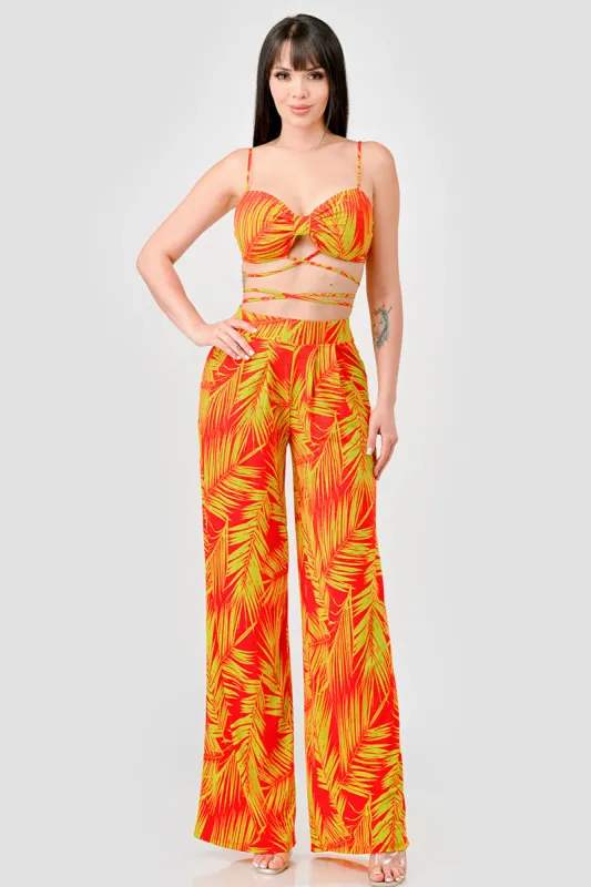 SEXY BULGARI PRINT DRAWSTRING BARLETTE & PANTS SET sold by privy