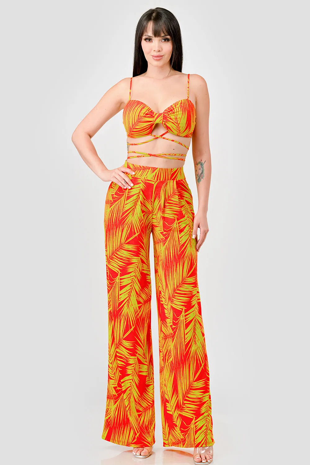 SEXY BULGARI PRINT DRAWSTRING BARLETTE & PANTS SET sold by privy