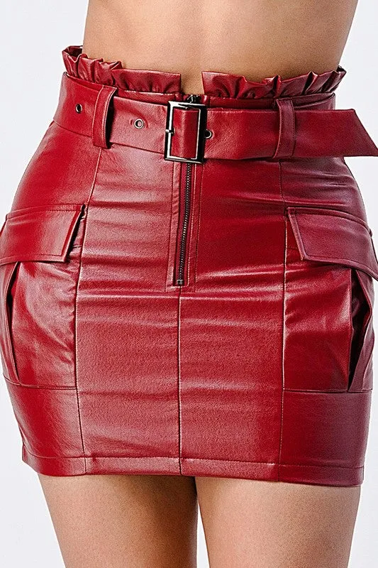 FAUX LEATHER BELTED MINI SKIRT sold by privy product image thumbnail 5