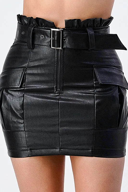 FAUX LEATHER BELTED MINI SKIRT sold by privy product image thumbnail 2