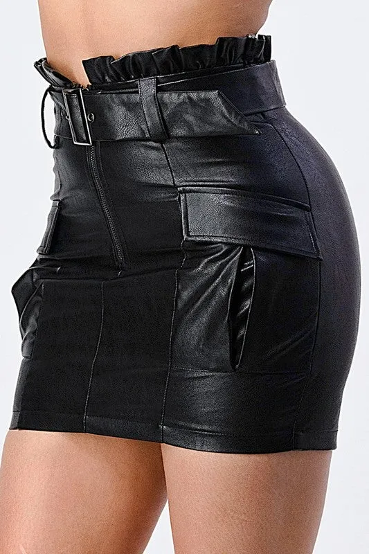 FAUX LEATHER BELTED MINI SKIRT sold by privy product image thumbnail 3
