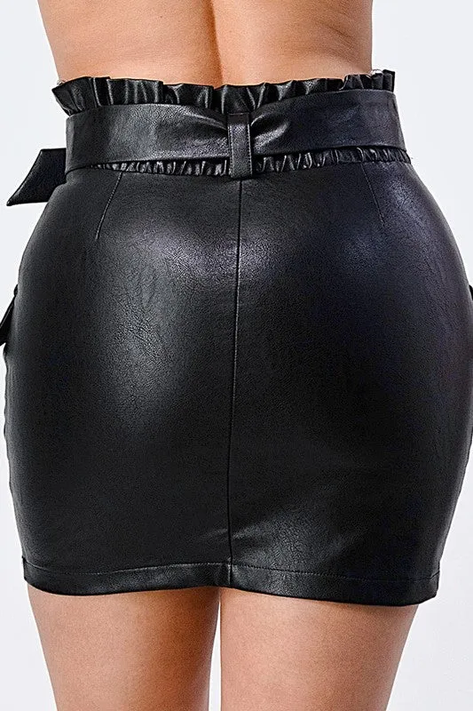 FAUX LEATHER BELTED MINI SKIRT sold by privy product image thumbnail 4