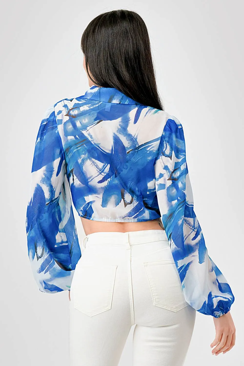 LUXE ABSTRACT PRINTED CHELSEA CHIFFON BLOUSE TOP sold by privy product image thumbnail 5
