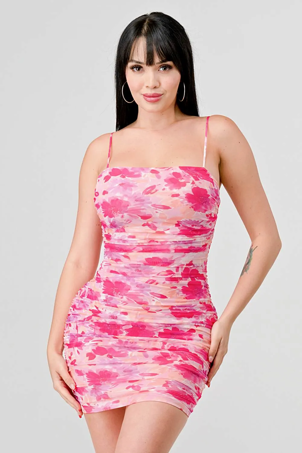 ROMANCE MESH FLORAL PRINT BODYCON MINI DRESS sold by privy product image thumbnail 4