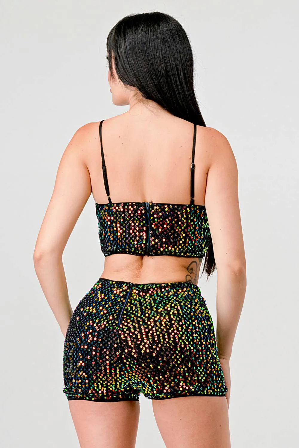 SEQUINS SWEATER TUBE TANK CAMI TOP AND SHORTS SET sold by privy product image thumbnail 4