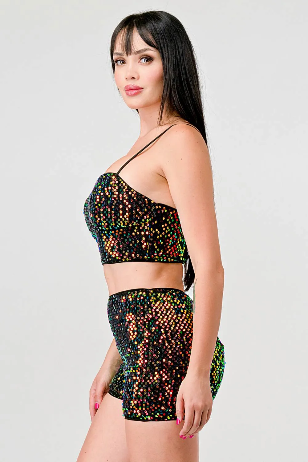 SEQUINS SWEATER TUBE TANK CAMI TOP AND SHORTS SET sold by privy product image thumbnail 3