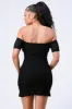 LUX OFF SHOULDER RUCHED RUFFLED HEM BODYCON MINI DRESS sold by privy