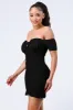 LUX OFF SHOULDER RUCHED RUFFLED HEM BODYCON MINI DRESS sold by privy