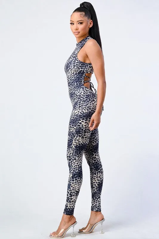 SEXY LEOPARD OPEN BACK-TIE SLEEVELESS JUMPSUIT sold by privy product image thumbnail 2