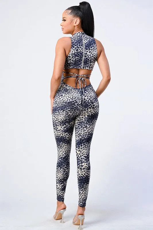 SEXY LEOPARD OPEN BACK-TIE SLEEVELESS JUMPSUIT sold by privy product image thumbnail 3