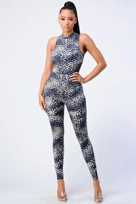 SEXY LEOPARD OPEN BACK-TIE SLEEVELESS JUMPSUIT sold by privy