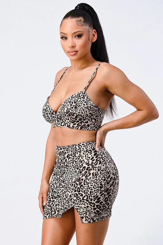 PS8643K-W / SEXY CHEETAH PRINT BRALETTE AND MINI SKIRT SET sold by privy product image thumbnail 2