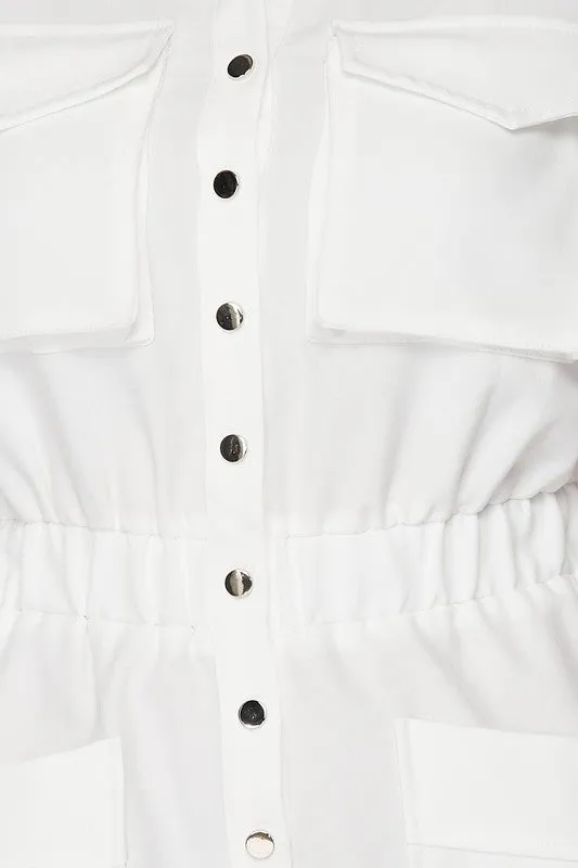 CINCHED WAIST SHORT SLEEVE BUTTON-UP JUMPSUIT sold by privy product image thumbnail 5