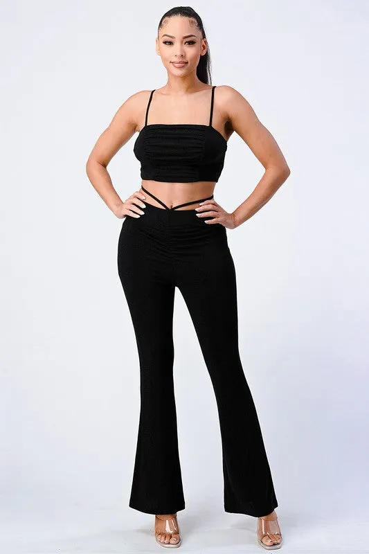 CAMI CROPPED TOP AND PANTS W/ BACK TIE DETAIL SET sold by privy product image thumbnail 5