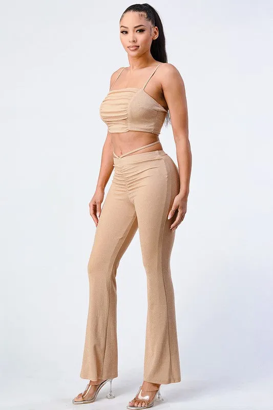 CAMI CROPPED TOP AND PANTS W/ BACK TIE DETAIL SET sold by privy product image thumbnail 2