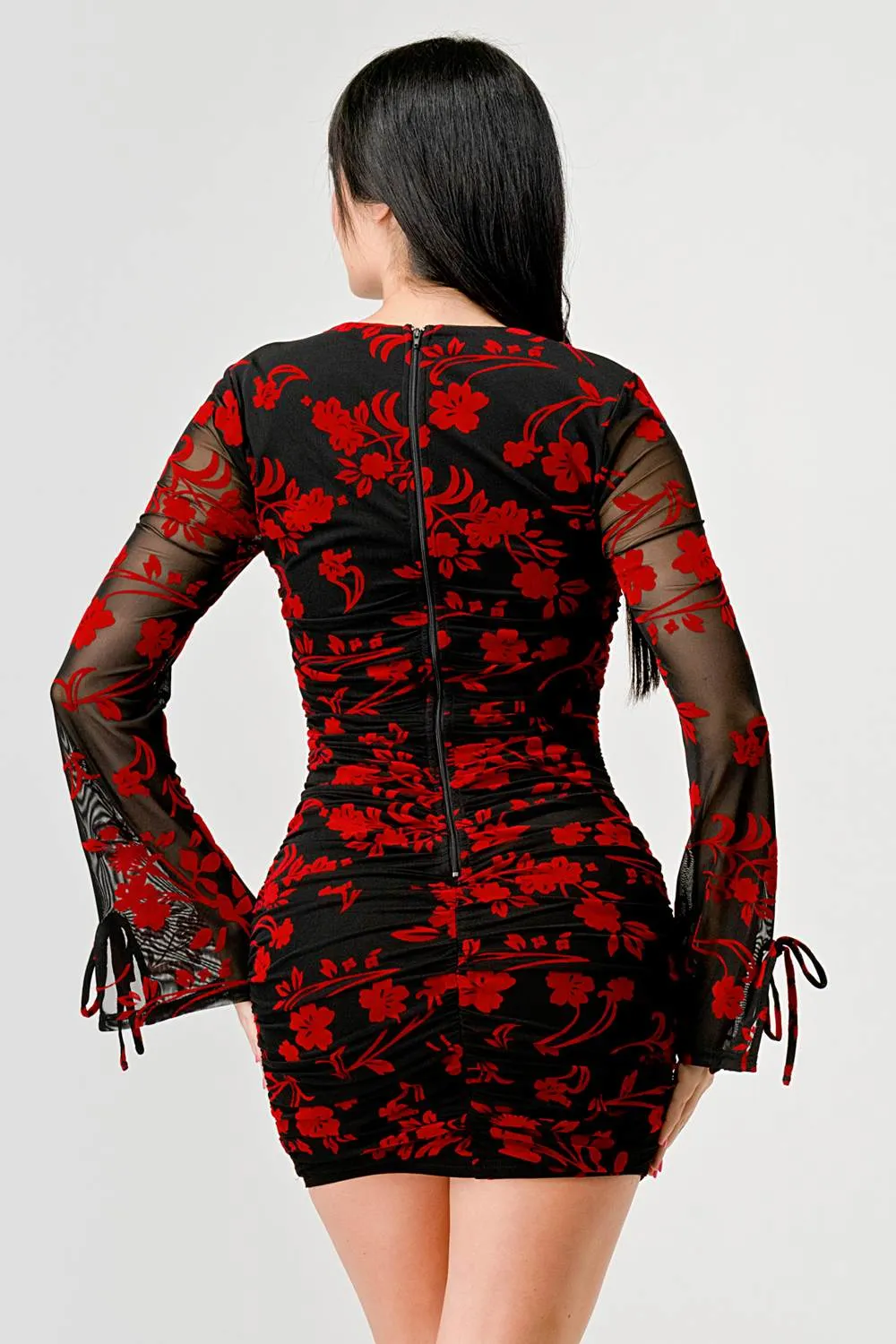 FLORAL MESH VELVET FLOCKING BOLERO MINI DRESS sold by privy product image thumbnail 4