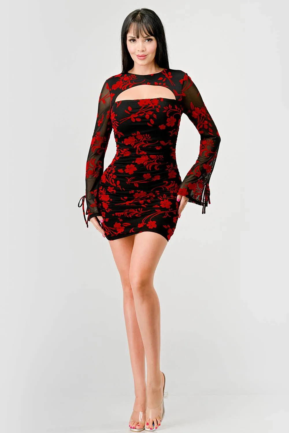 FLORAL MESH VELVET FLOCKING BOLERO MINI DRESS sold by privy product image thumbnail 5