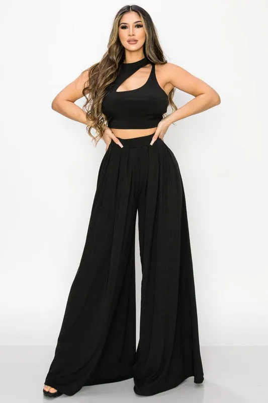 TRENDY BASICS CUT-OUT MOCK NECK TOP AND PANTS SET sold by privy product image thumbnail 4