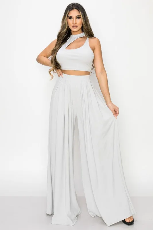 TRENDY BASICS CUT-OUT MOCK NECK TOP AND PANTS SET sold by privy