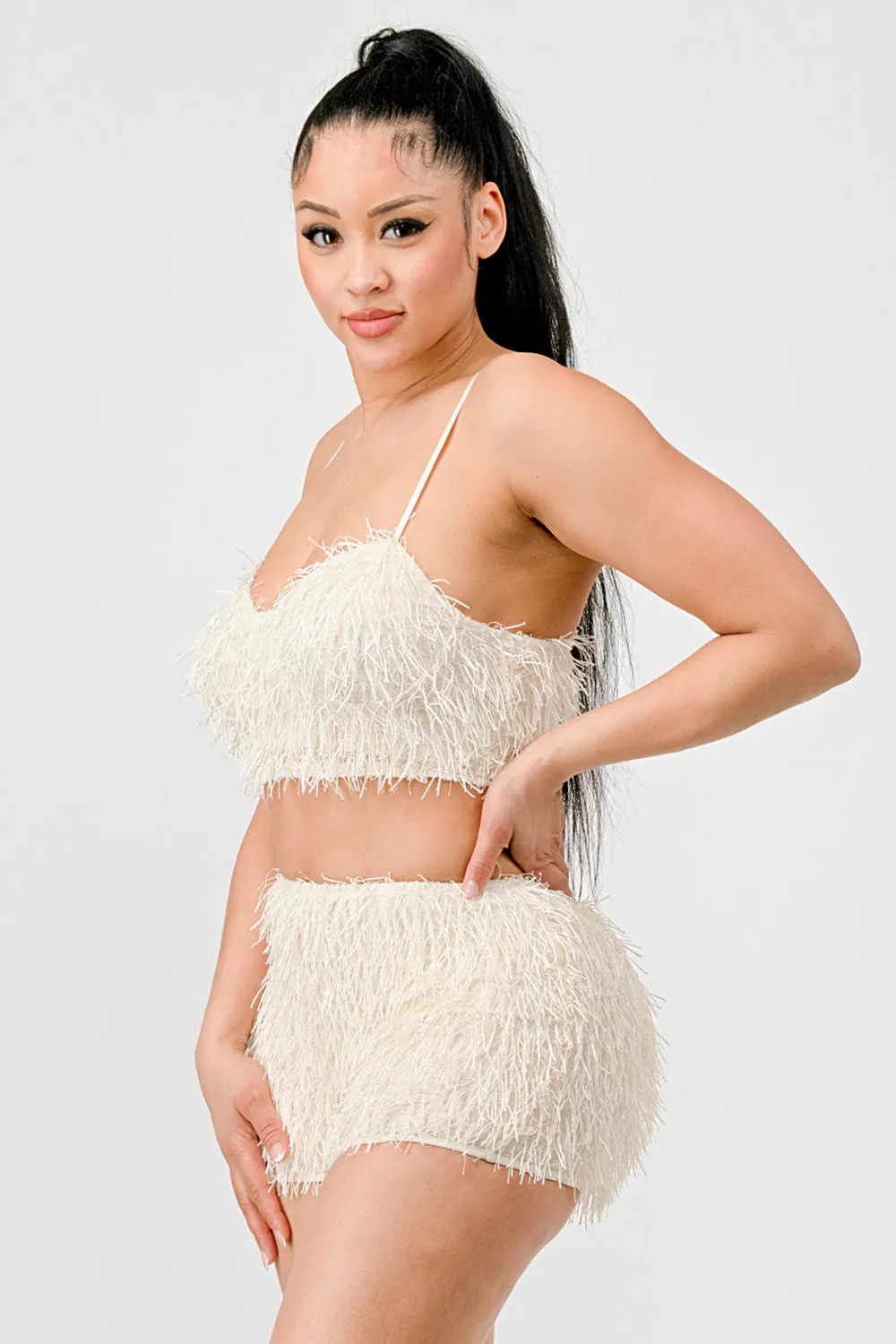 SEXY FRINGE METALLIC CAMI CROP TOP AND SHORTS SET sold by privy product image thumbnail 2
