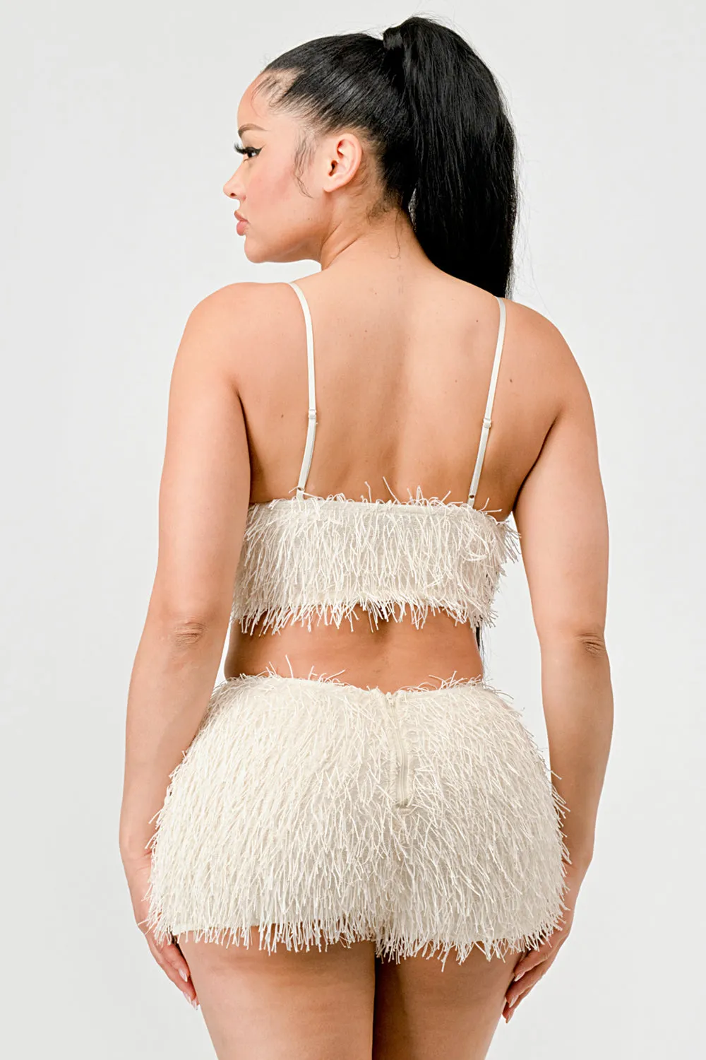 SEXY FRINGE METALLIC CAMI CROP TOP AND SHORTS SET sold by privy product image thumbnail 3