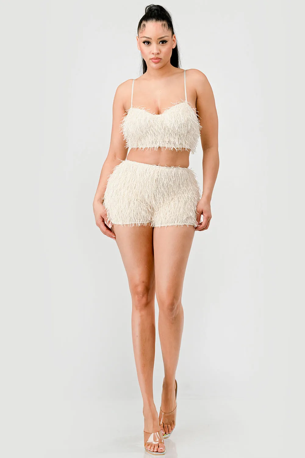 SEXY FRINGE METALLIC CAMI CROP TOP AND SHORTS SET sold by privy product image thumbnail 4