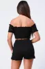 SMOCKED OFF SHOULDER CROPPED TOP AND SHORTS SET sold by privy