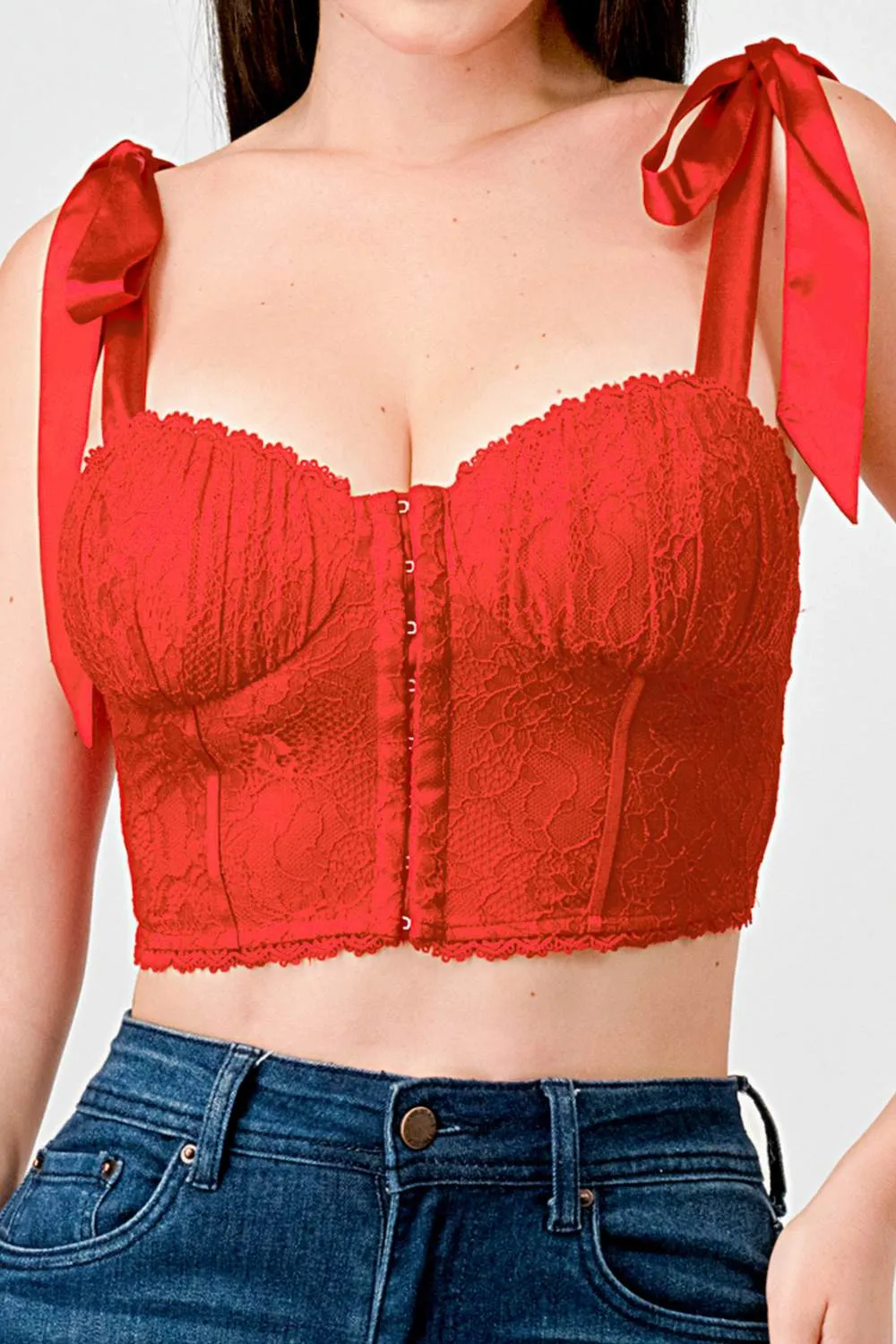 ROMANTIC LACE BOW TIES SWEETHEART HOOKED BUSTIER sold by privy product image thumbnail 5