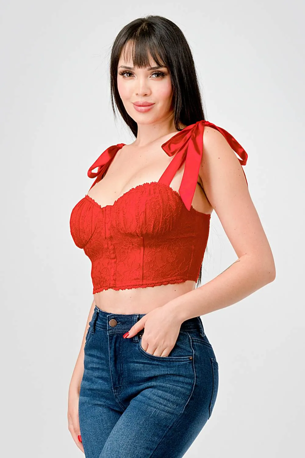 ROMANTIC LACE BOW TIES SWEETHEART HOOKED BUSTIER sold by privy product image thumbnail 2