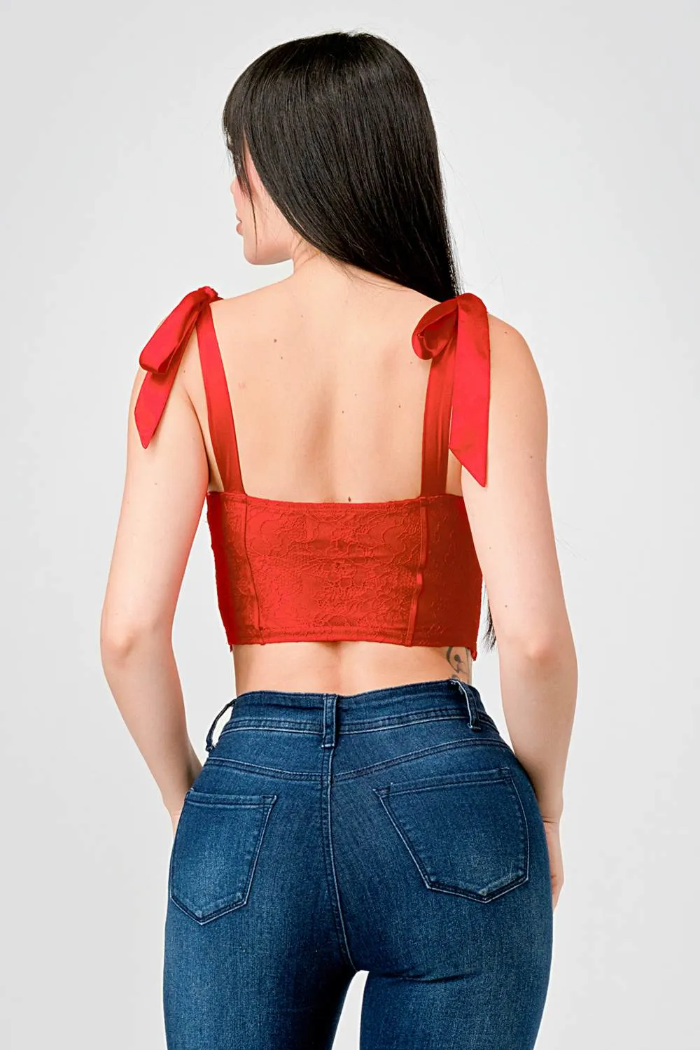 ROMANTIC LACE BOW TIES SWEETHEART HOOKED BUSTIER sold by privy product image thumbnail 3