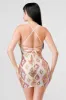 LUXE MULTICOLOR SEQUINS DIAMOND PATTERN MINI DRESS sold by privy