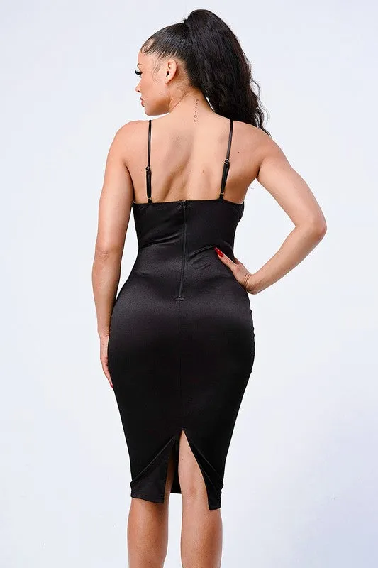 LUX HEAVY STRECTH SATIN BODYCON DRESS sold by privy product image thumbnail 3