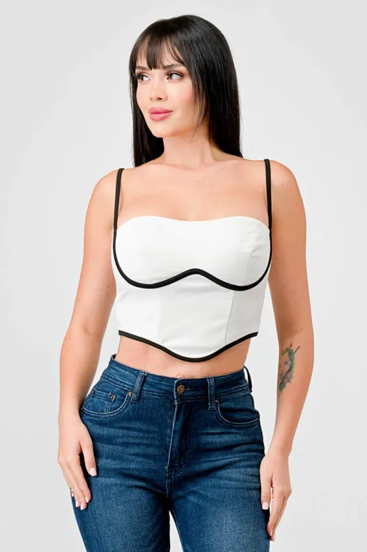 NYLON PONTE SPAGHETTI STRAP BRALETTE CROPPED TOP sold by privy