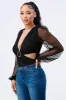 LUXE V NECK BELTED SIDE CUT MESH JEWELRY BODYSUIT sold by privy